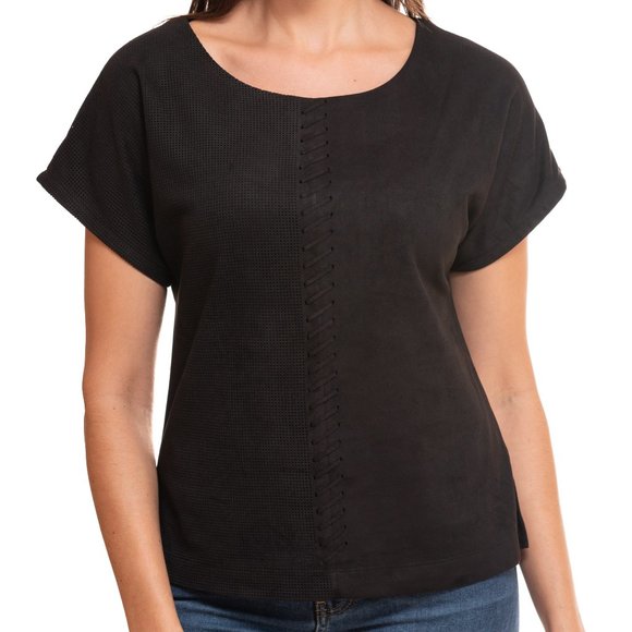 Vecceli Italy Faux Suede Luxe Fashion T-Shirt - Picture 1 of 4